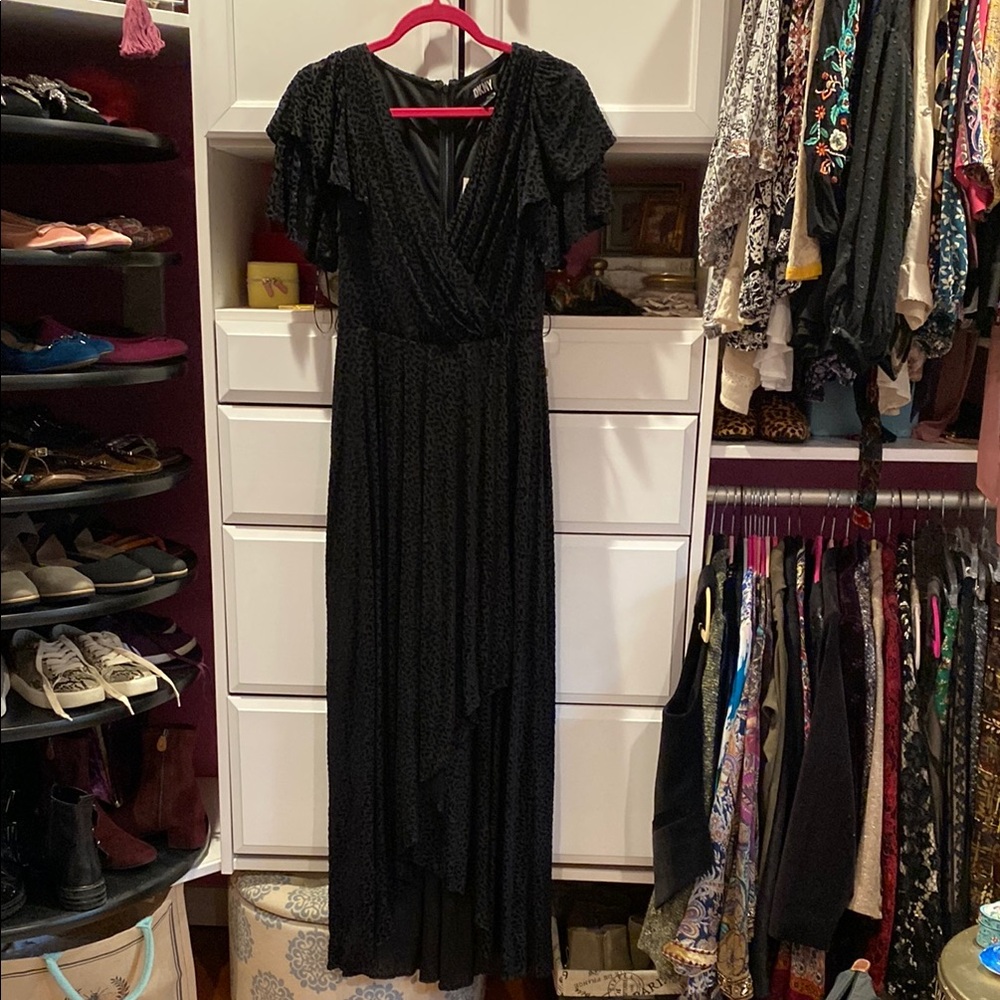 Velvet Burnout Black Maxi Dress